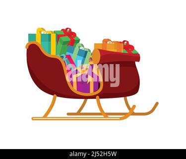 Detailed Full of Gifts Santa Sledge Illustration Vector Stock Vector