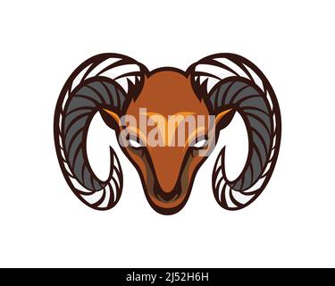 Bighorn Goat or Mountain Goat Head Mascot and Illustration Vector Stock Vector