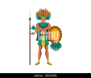 Detailed Mayan People with Standing Gesture Illustration Vector Stock Vector