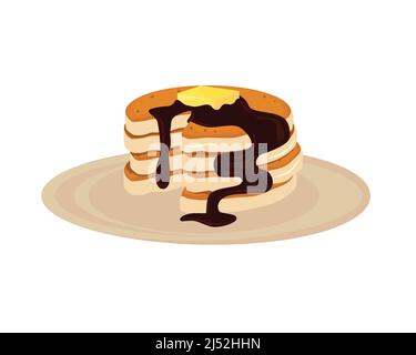 Detailed Pancake on a Plate Illustration Vector Stock Vector