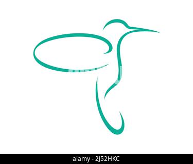 Simple Flying Hummingbird and Colibri with Silhouette Style Stock Vector
