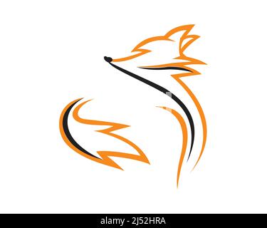 Simple Standing Fox with Silhouette Style Stock Vector