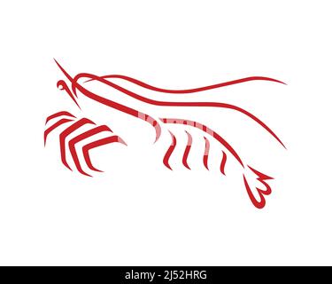 Simple Red Lobster with Silhouette Style Stock Vector