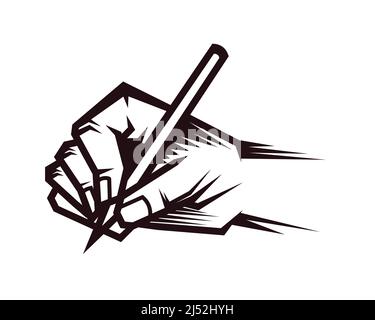 Writing Gesture Illustration with Silhouette Style Vector Stock Vector