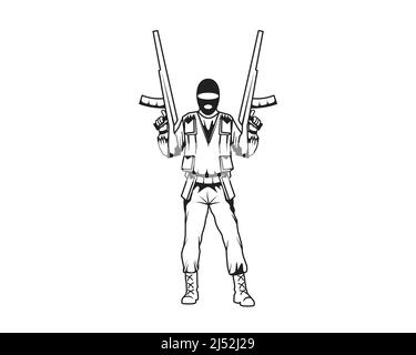 A man wearing a terrorist outfit. 21551722 Vector Art at Vecteezy