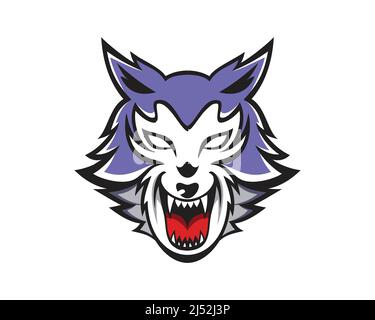 Angry Wolf Head Mascot Illustration Vector Stock Vector