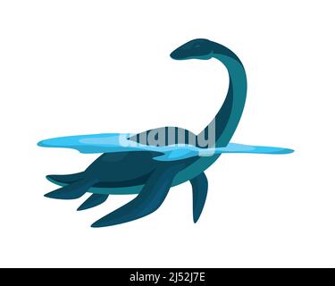 Detailed Swimming Loch Ness Illustration Vector Stock Vector