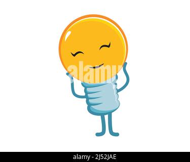 Cute and Sweet Lightbulb Mascot Illustration Vector Stock Vector