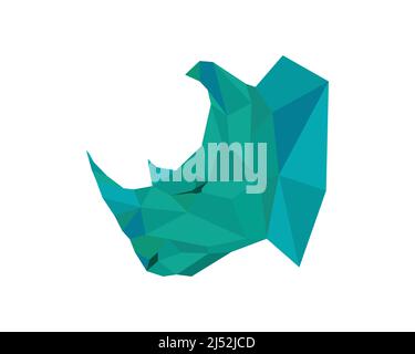 Side View Rhinoceros Head Polygonal Illustration Vector Stock Vector
