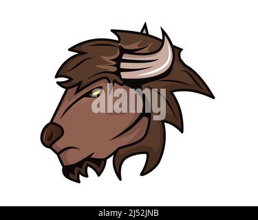 Detailed Bison Head with Calm Gesture Illustration Vector Stock Vector