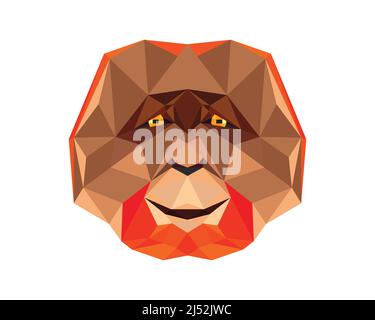 Smiling Orang Utan Head Polygonal Illustration Vector Stock Vector