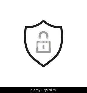 Simple Locks Related Vector Line Icons. Shield and security. Stock Vector