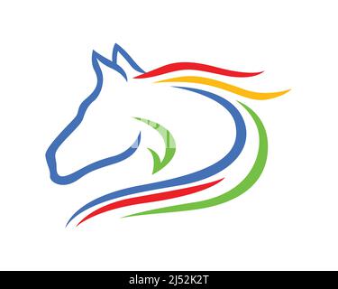 Simple Colorful Horse Head Symbol with Silhouette Style Stock Vector