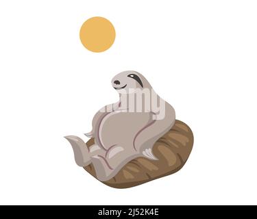 Smiling and Happy Sloth Illustration Vector Stock Vector