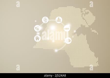 Kuwait renewable energy, wind and solar energy concept with wind ...