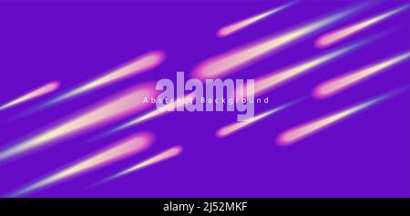 Abstract background of bright lights as meteor or comet creating texture on violet background Stock Vector