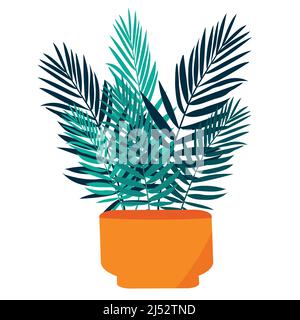 Indoor house plant.Poster.banner,label. Blue, brown and pastel Stock Vector