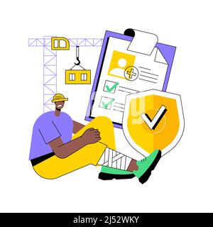 Occupational accident insurance abstract concept vector illustration. Occupational insurance coverage, industrial accident, broken leg, employee health, worker injury, builder abstract metaphor. Stock Vector