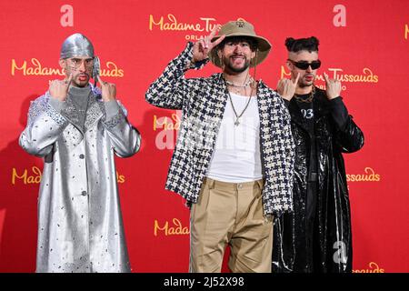 Latin singer-songwriter and producer, Benito  Antonio Martínez Ocasio, better known as 'Bad Bunny,' reveals his new two wax figures at Madame Tussauds Stock Photo