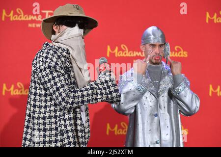 Latin singer-songwriter and producer, Benito  Antonio Martínez Ocasio, better known as 'Bad Bunny,' reveals his new two wax figures at Madame Tussauds Stock Photo