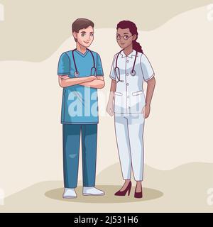 surgeon and female doctor Stock Vector