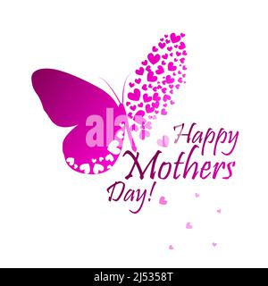 Mother's Day. Lettering and red butterflies. Typographical Background ...