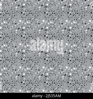 Terrazzo seamless pattern vector texture in gray colors. Realistic italian marble texture or granite flooring. Terrazzo seamless pattern for interior Stock Vector