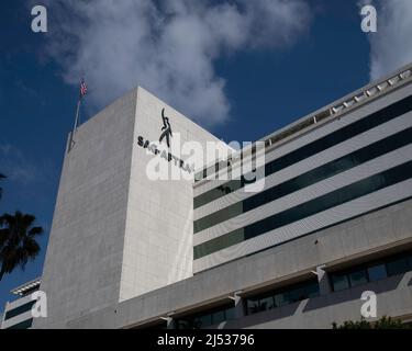 Los Angeles, CA, USA - April 17, 2022: Exterior of the SAG-AFTRA Labor union building on Wilshire boulevard in Los Angeles, CA. Stock Photo