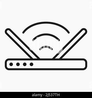 router simple line icon vector flat illustration Stock Vector