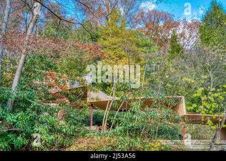 The guesthouse of Frank Lloyd Wright’s Falling Water in Mill Run, Pennsylvania. Stock Photo