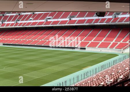 Empty seats and green field at the Toyota Stadium in Japan. Stock Photo