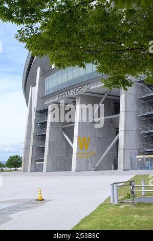 Main entrance to Toyota Stadium in Japan. Restaurant with a view. Stock Photo