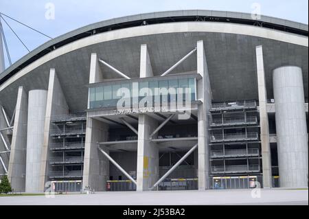 Main entrance to Toyota Stadium in Japan. Restaurant with a view. Stock Photo