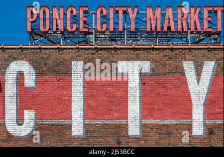 Ponce City Market mixed-use development along the BeltLine in Atlanta, Georgia's Old Fourth Ward near Virginia Highland, Poncey-Highland and Midtown. Stock Photo