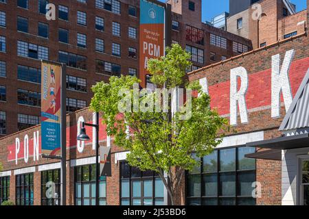 Ponce City Market mixed-use development along the BeltLine in Atlanta, Georgia's Old Fourth Ward near Virginia Highland, Poncey-Highland and Midtown. Stock Photo