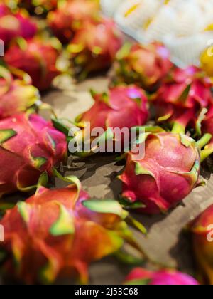 Dragonfruit at the grocery store Stock Photo