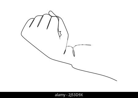 Continuous line drawing fist. One line hand with clenched fingers. Protest or revolution concept. Vector illustration. Hands Minimalist Contour Drawin Stock Vector
