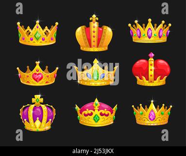 Vector set of jewelry items with gemstones isolated on dark background ...