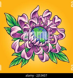 International earth day flourish ornate vector illustrations for your work logo, merchandise t-shirt, stickers and label designs, poster Stock Vector