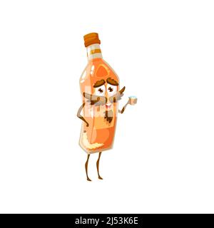 Cartoon mezcal mexican drink bottle funny character. Funny