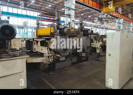 Industrial factory for mechanical engineering. Metalworking factory production line. Equipment and machines. Stock Photo
