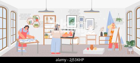 Artist workshop or art studio seminar lesson Stock Vector