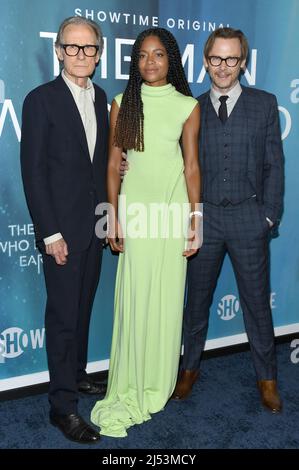New York, USA. 19th Apr, 2022. (L-R) Actors Bill Nighy, Naomie Harris and Jimmi Simpson attend the “THE MAN WHO FELL TO EARTH” New York premiere event held at The Museum of Modern Art (MoMA)in New York, NY, April 19, 2022. (Photo by Anthony Behar/Sipa USA) Credit: Sipa USA/Alamy Live News Stock Photo