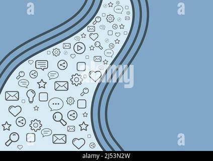 Icons symbolizing successful online communication colleagues achieving ...