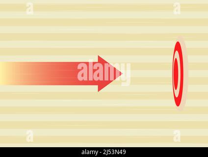 Arrow moving quickly towards aim target representing achieving goal success. Aiming bullseye symbolizing successfully accomplishing creative projects Stock Vector