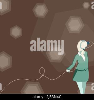 Professional woman head full new ideas. Lady wearing formal attire light bulb brain connected. Creative thinking for problem solving. Bright vision Stock Vector