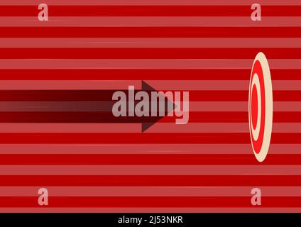 Arrow moving quickly towards aim target representing achieving goal success. Aiming bullseye symbolizing successfully accomplishing creative projects Stock Vector