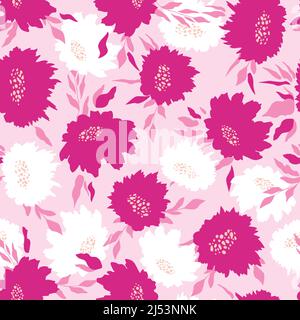 Floral seamless with hand drawn color roses. Cute summer background with flowers and leaves. Modern floral compositions. Fashion vector stock Stock Vector