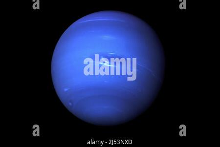 Planet Neptune with a big spot on his atmosphere. Elements of this image were furnished by NASA. Stock Photo