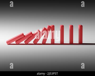 Domino.The blocks are pushing. Trends and problems concept. 3d rendering Stock Photo